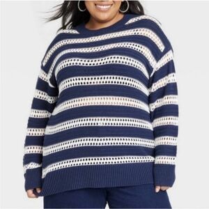 Ava & Viv Blue & White Strip Sweater Size 4X